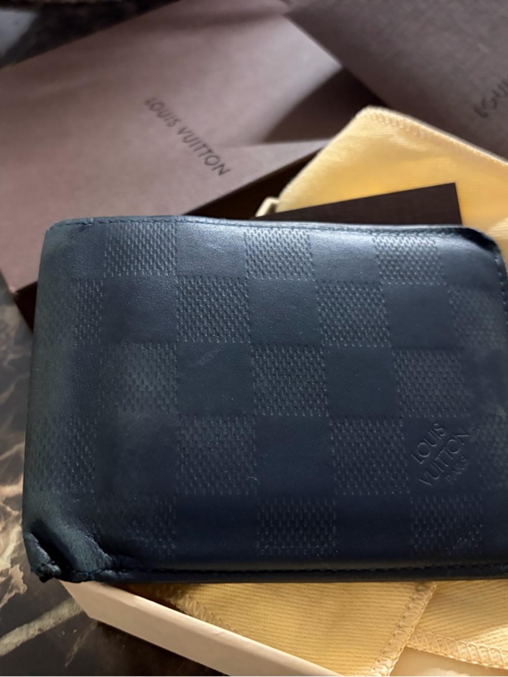 Louis Vuitton Navy Blue Damier Compact Wallet - Picture 2 of 8